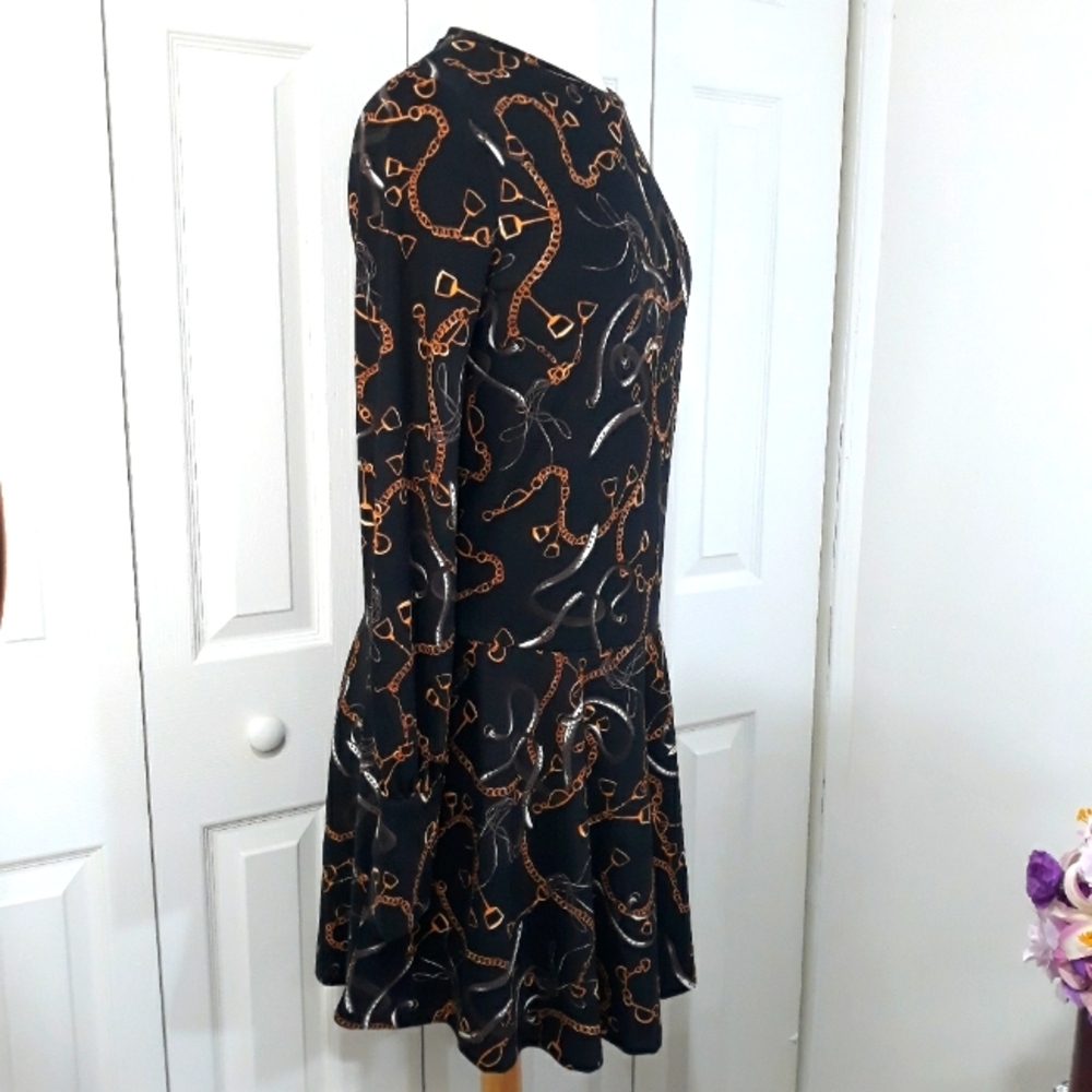 Zara Basic Black & Gold Patterned Long Sleeve Pul… - image 2